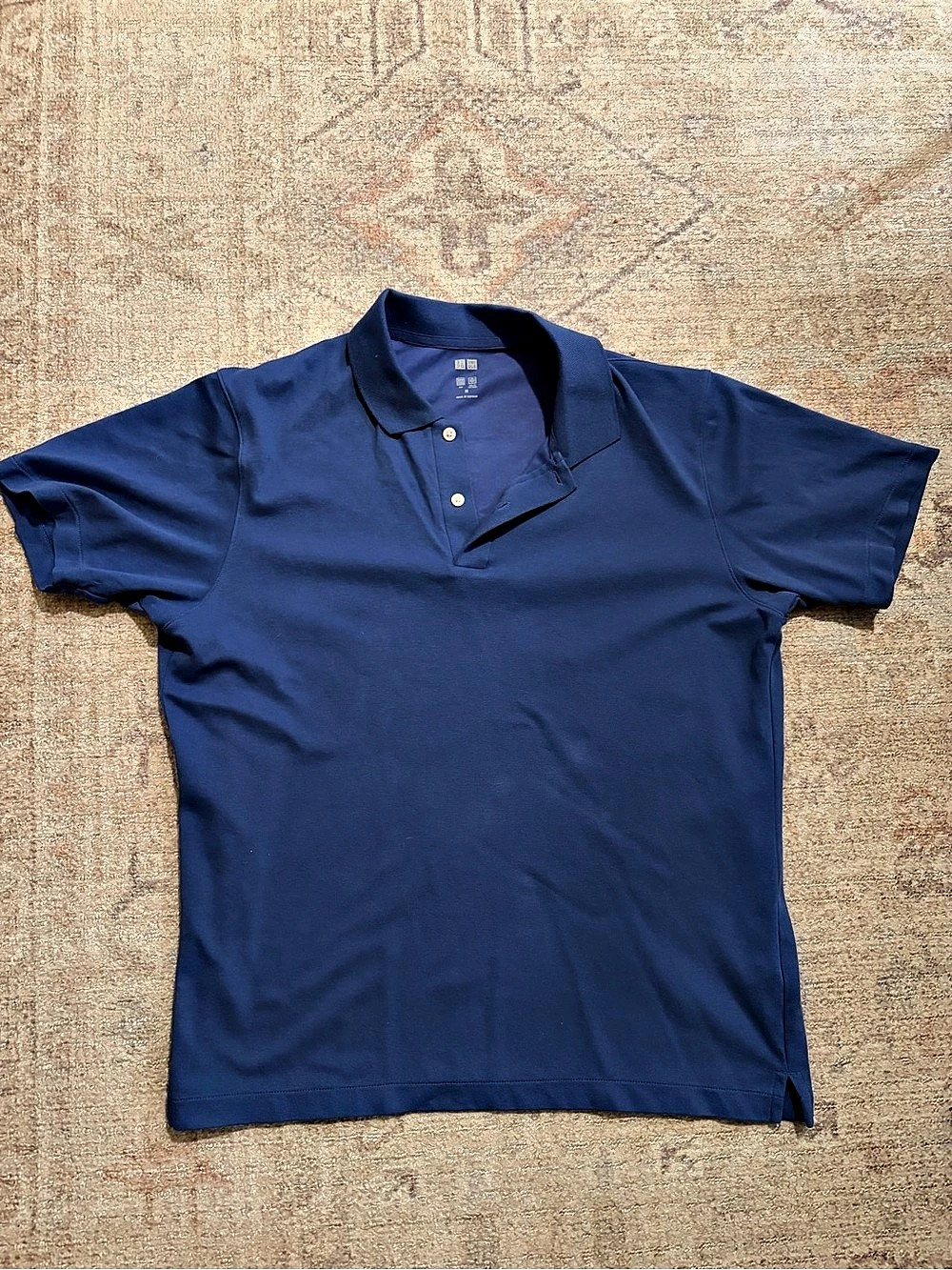 Uniqlo Men's DRY Pique Short-Sleeve Polo Shirt Cotton Polo in Blue Size